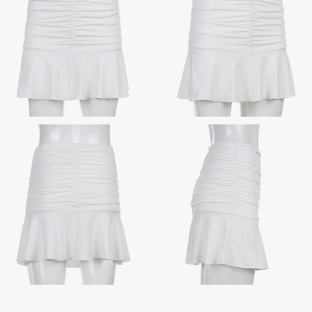 White Ruched Mini Skirt - Picture 3 of 4